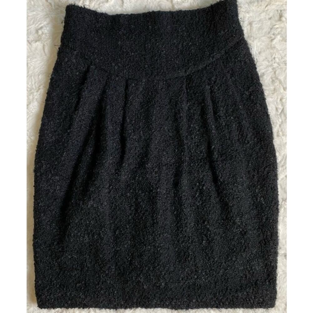 EUC Donna Karan Vintage Wool Mohair black Bouclé High-Waisted Pencil Skirt SZ: 4